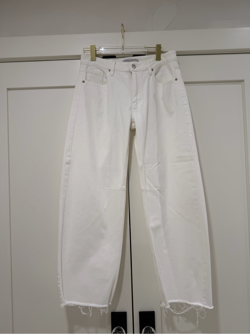 JustUSA White Wide Leg Cropped Jeans Raw Hem Size 8 NWOT